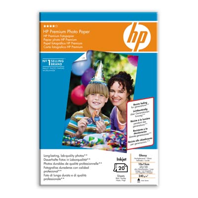 Fotopapier HP Premium - lesklý - 20 listov 10x15 cm (s okrajmi) (Q1991HF)