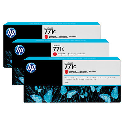 Atramentová náplň HP 771C -&nbsp;chromatická červená, trojbalenie (B6Y32A)