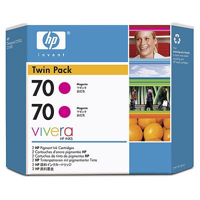 Atramentová náplň HP 70 - purpurová, dvojbalenie (CB344A)