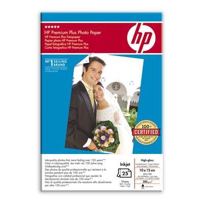 Fotografický papier HP Premium Plus - lesklý, 25 listov 10x15 cm (Q8027A)