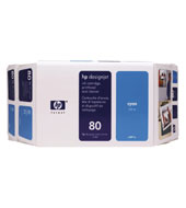 Atramentová náplň + tlačová hlava HP 80 - azurová (C4891A)