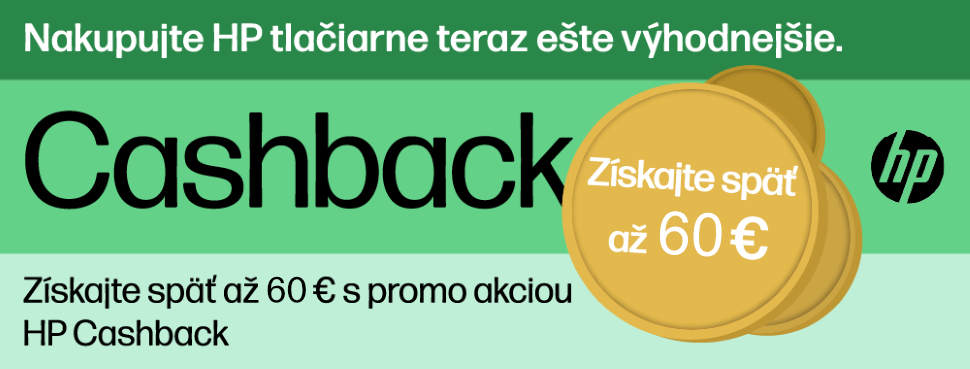 Cashback až 60 € k vybraným HP+ laserovým a tankovým tlačiarňam