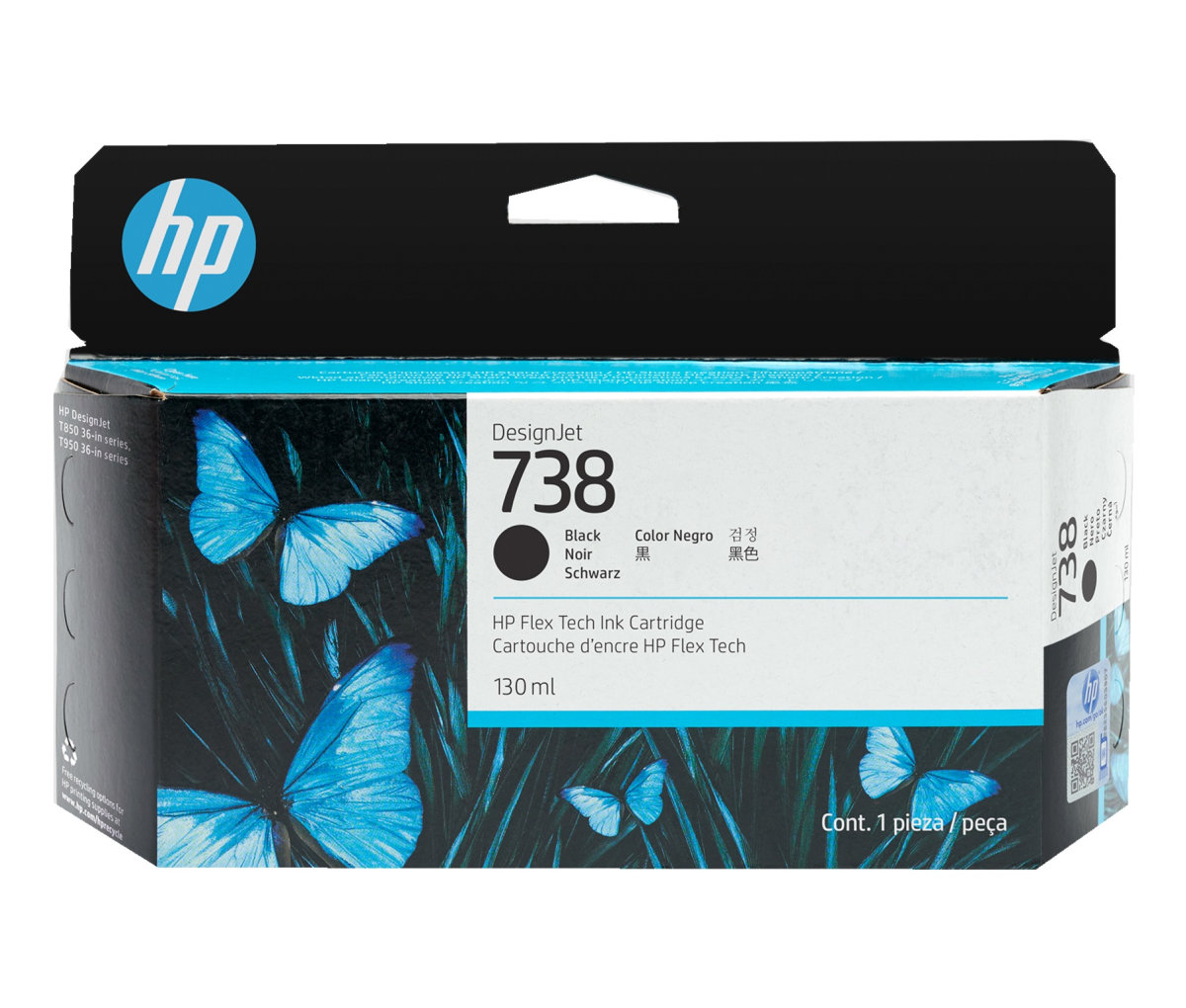 Atramentová náplň HP 738 - čierna (130 ml) (498N4A)