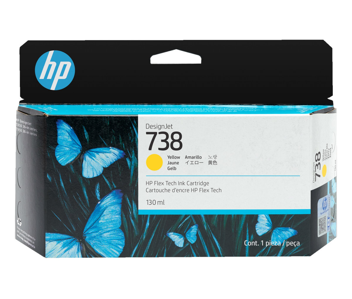 Atramentová náplň HP 738 - žltá (130 ml) (498N7A)