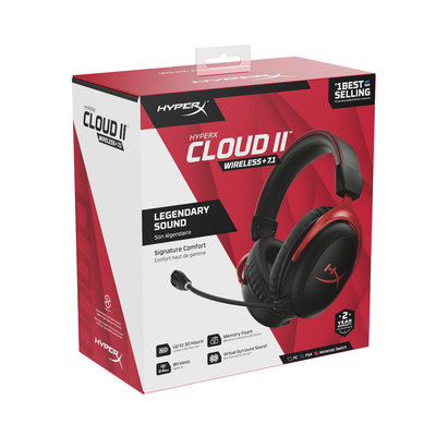 HyperX Cloud II - Wireless Gaming Headset (Black-Red) (4P5K4AA)