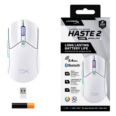 HyperX Pulsefire Haste 2 Core - Wireless Gaming Mouse (White) (8R2E7AA)