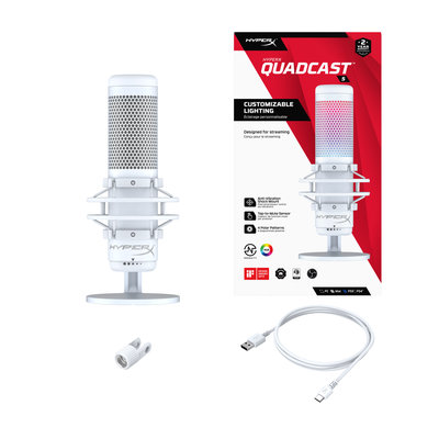 HyperX QuadCast S - USB Microphone (White) - RGB Lighting (519P0AA)