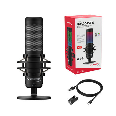 HyperX QuadCast S - USB Microphone (Black-Grey) - RGB Lighting (4P5P7AA)