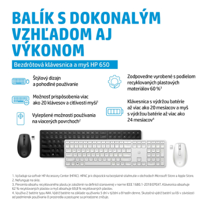 Bezdrôtová klávesnica a myš HP 650 - čierna (4R013AA)