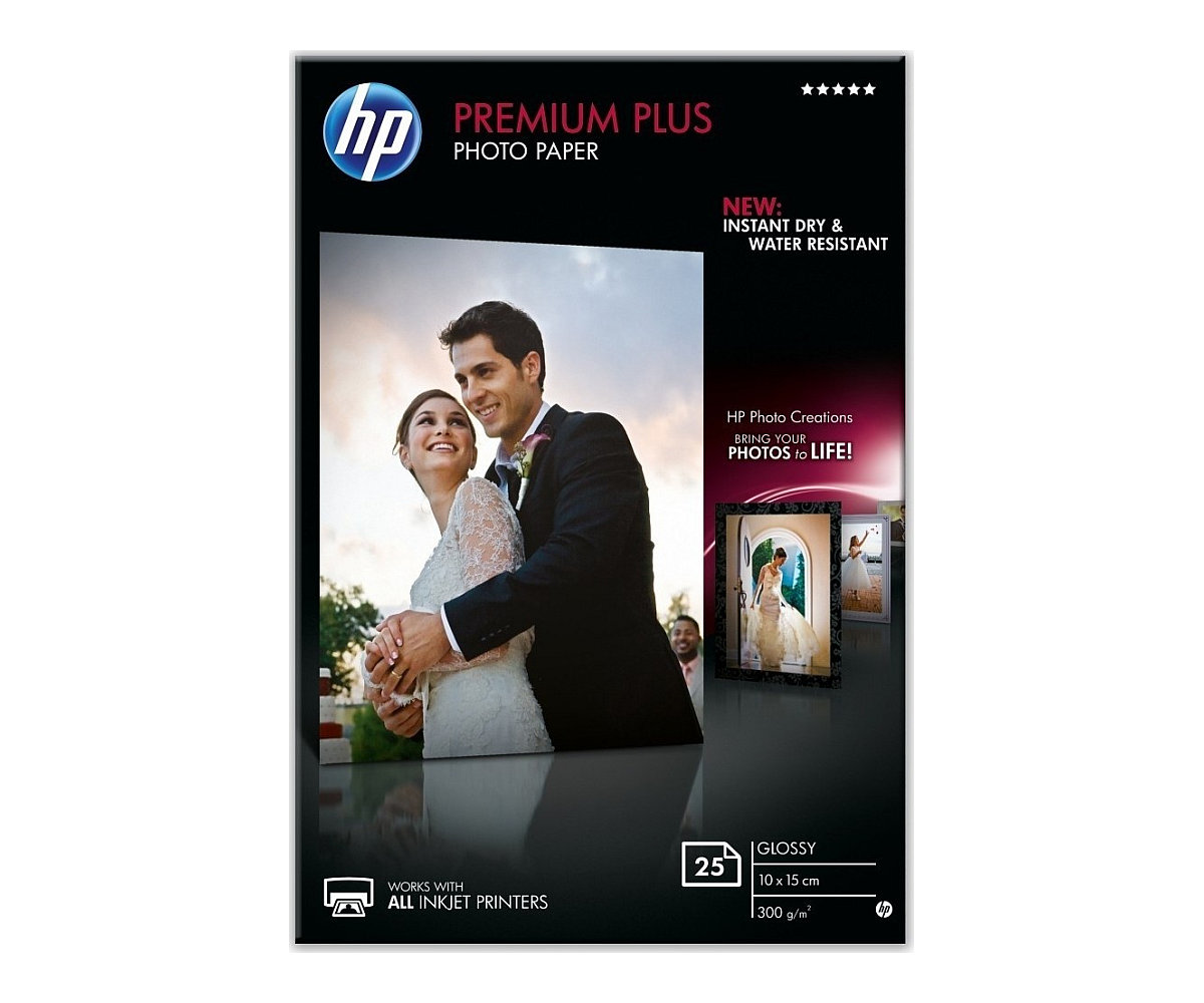 Fotografický papier HP Premium Plus - lesklý, 25 listov 10x15 cm (CR677A)