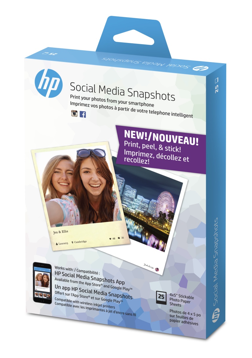 Samolepiaci fotopapier HP Social Media Snapshots - 25 listov 10x13 cm (W2G60A)