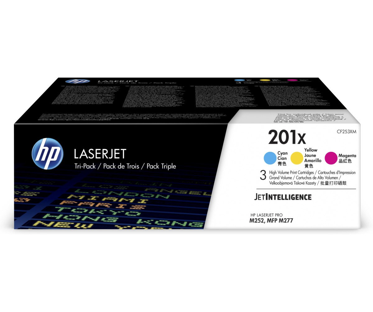 Toner HP 201X - azúrový, purpurový, žltý (CF253XM)