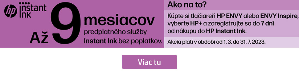 Instant Ink - 9 mesiacov tlače zadarmo k HP ENVY